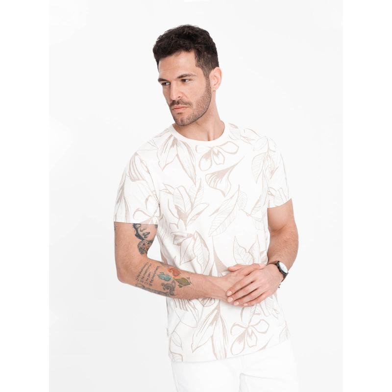 Pánské celopotištěné tričko V1 OM-TSFP-0180 světle béžové 