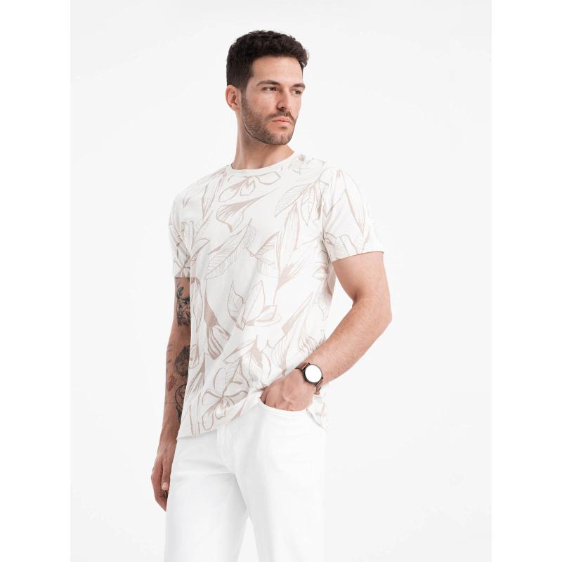 Pánské celopotištěné tričko V1 OM-TSFP-0180 světle béžové 