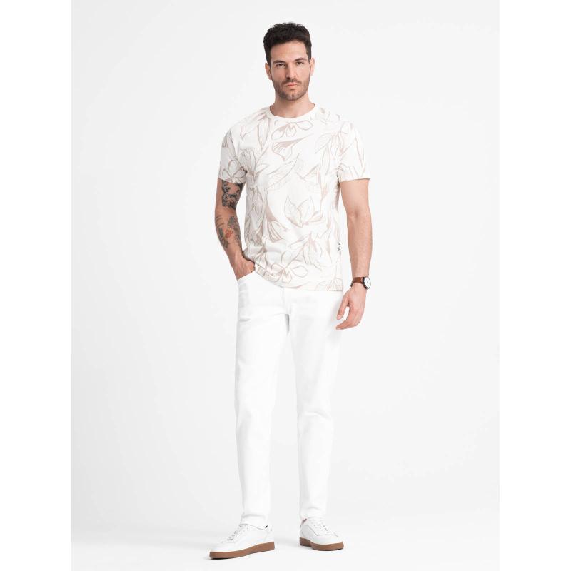 Pánské celopotištěné tričko V1 OM-TSFP-0180 světle béžové 