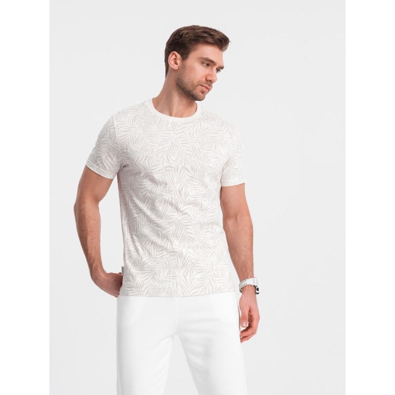 Pánské tričko s celoplošným potiskem V1 OM-TSFP-0182 světle béžové 