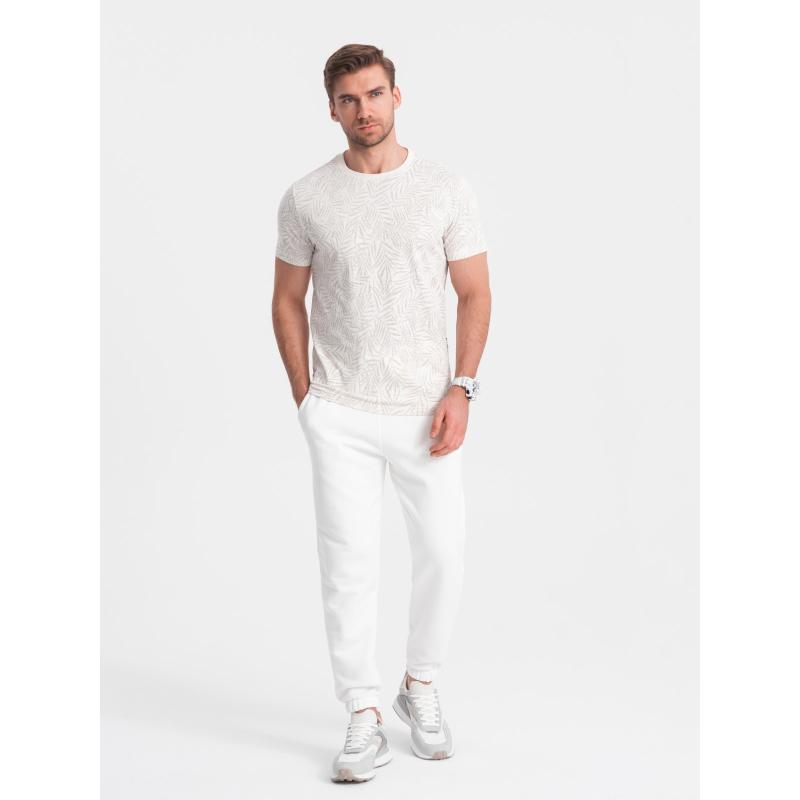 Pánské tričko s celoplošným potiskem V1 OM-TSFP-0182 světle béžové 