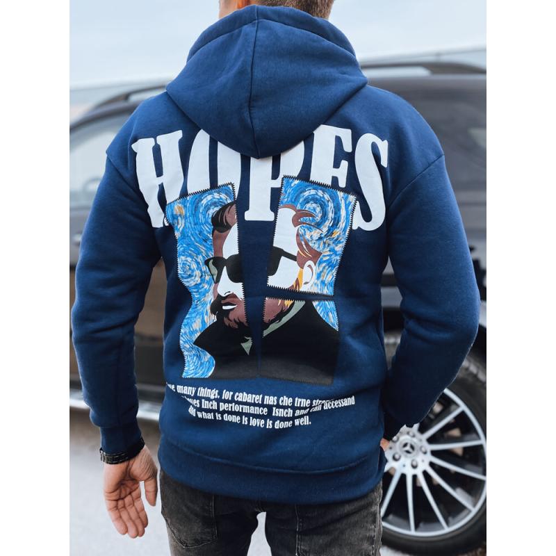 Pánská mikina s potiskem tmavě modrá