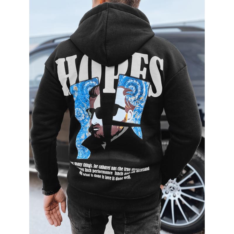 Pánska mikina s potlačou čierna