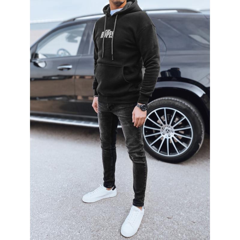 Pánska mikina s potlačou čierna