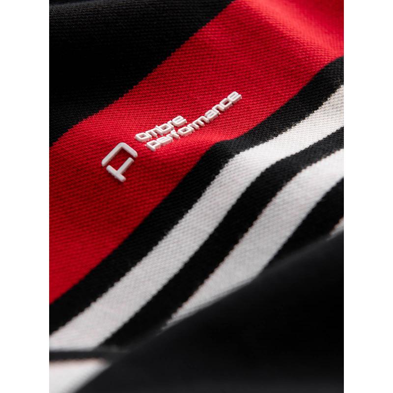 Pánska polokošeľa s trojfarebnými pruhmi čierna