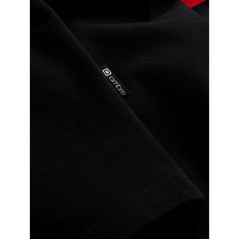 Pánska polokošeľa s trojfarebnými pruhmi čierna