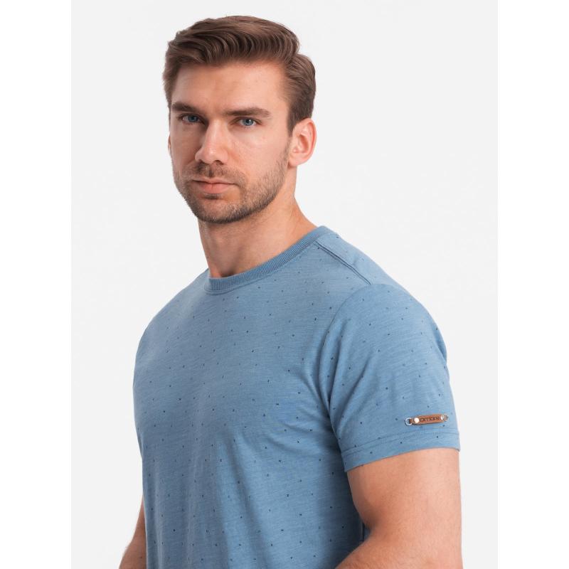 Pánske tričko s celoplošnou potlačou a farebnými písmenami modré