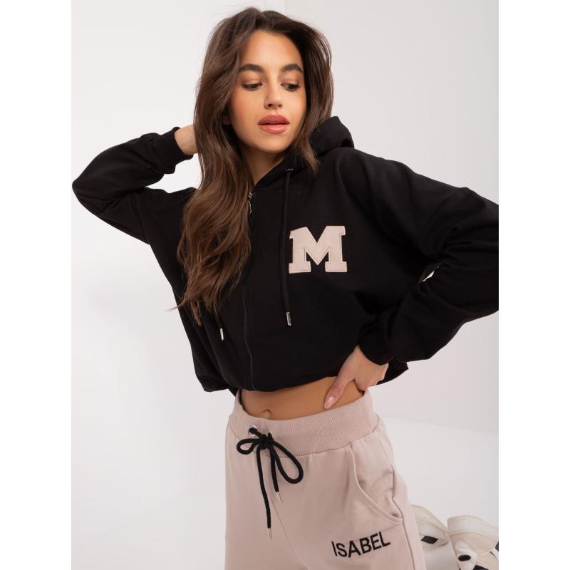 Dámská tepláková souprava s mikinou s kapucí černá