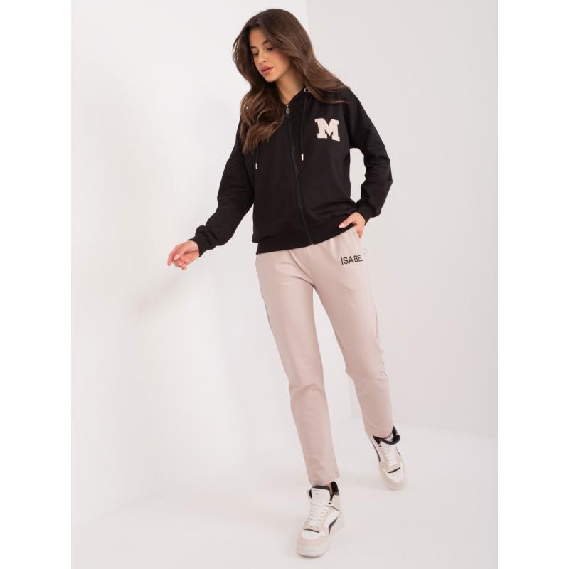 Dámská tepláková souprava s mikinou s kapucí černá