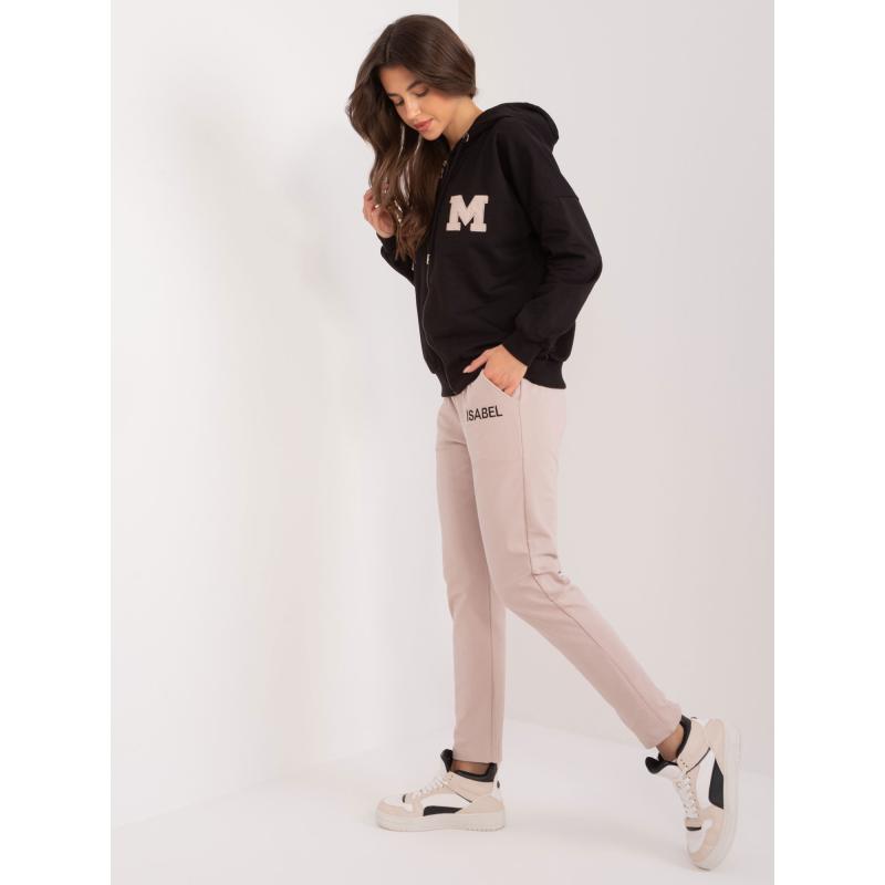 Dámská tepláková souprava s mikinou s kapucí černá