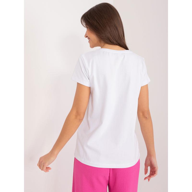 Dámské tričko s aplikací a perlami BASIC FEEL GOOD bílé 