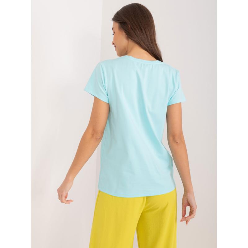 Női póló virágos applikációval BASIC FEEL GOOD menta színben