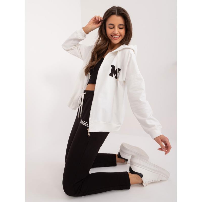 Dámska dvojdielna súprava s vreckami s aplikáciami ecru-čierna