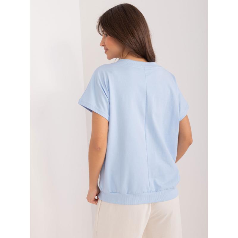 Dámská halenka s ozdobnou výšivkou RUE PARIS světle modrá 