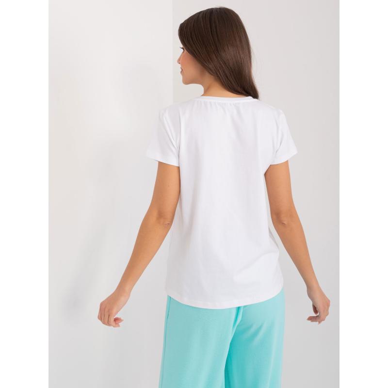 Dámské tričko s nášivkou a zirkony BASIC FEEL GOOD bílé 