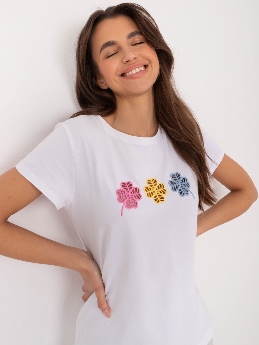Dámske tričko s aplikáciou BASIC FEEL GOOD biele