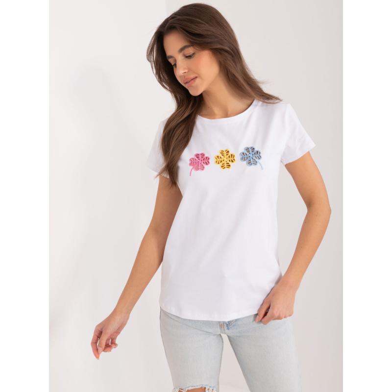 Női póló applikációval BASIC FEEL GOOD fehér