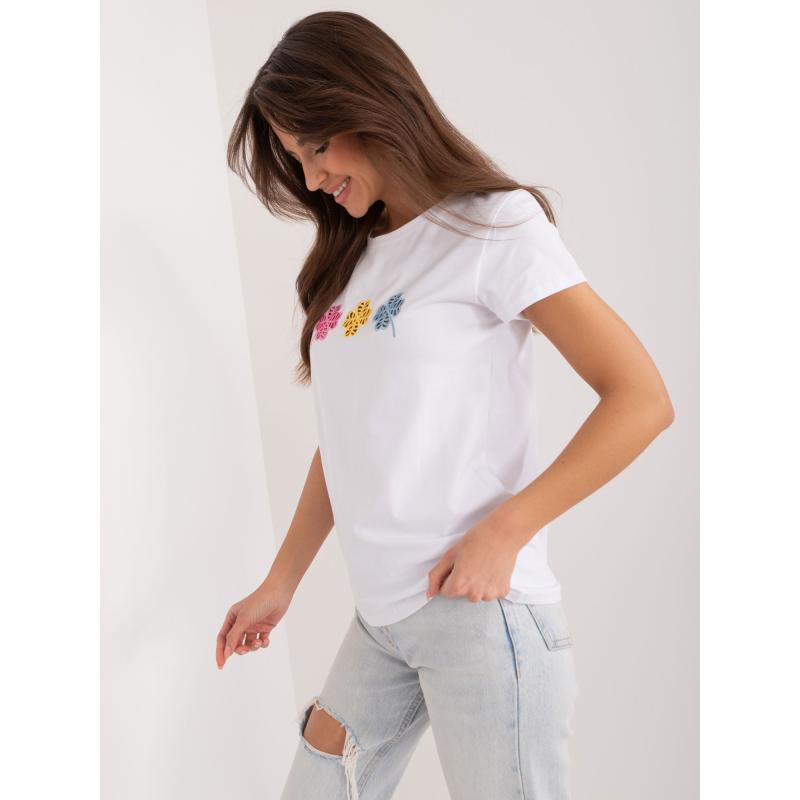Női póló applikációval BASIC FEEL GOOD fehér
