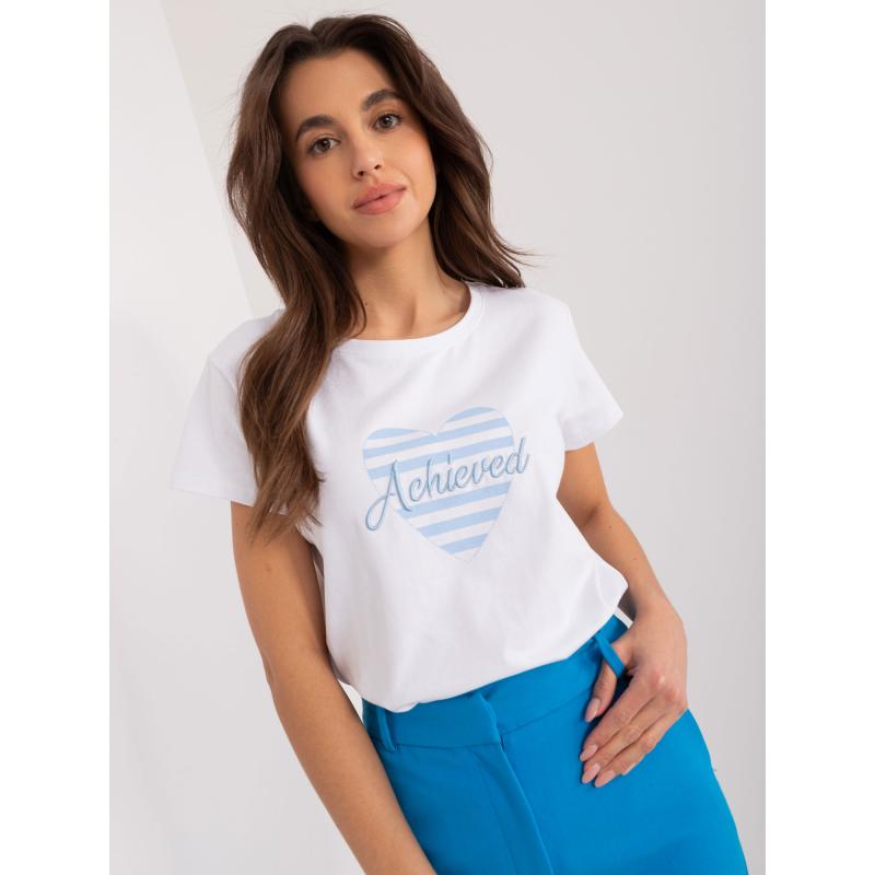 Női nyomtatott póló BASIC FEEL GOOD kék és fehér