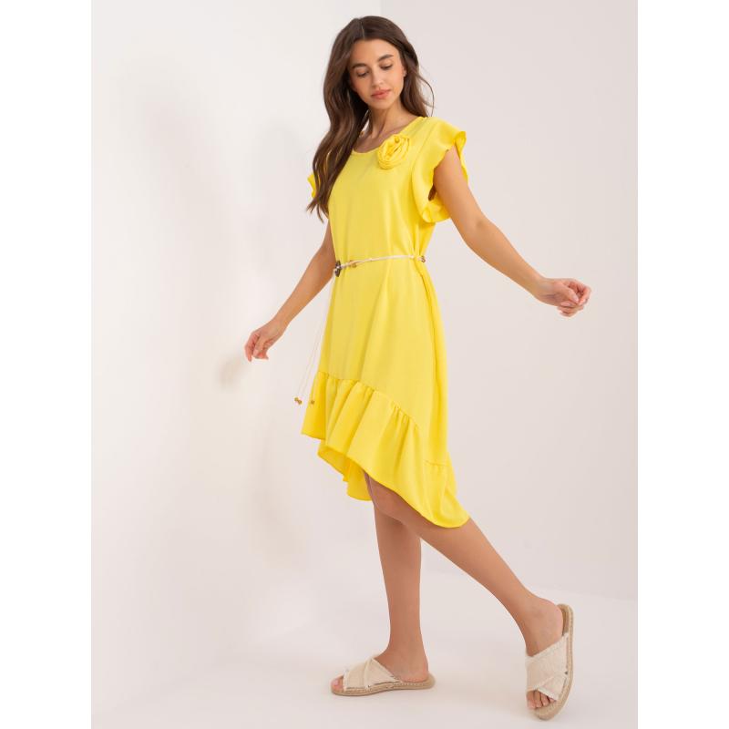 Dámské šaty s volánem žluté 