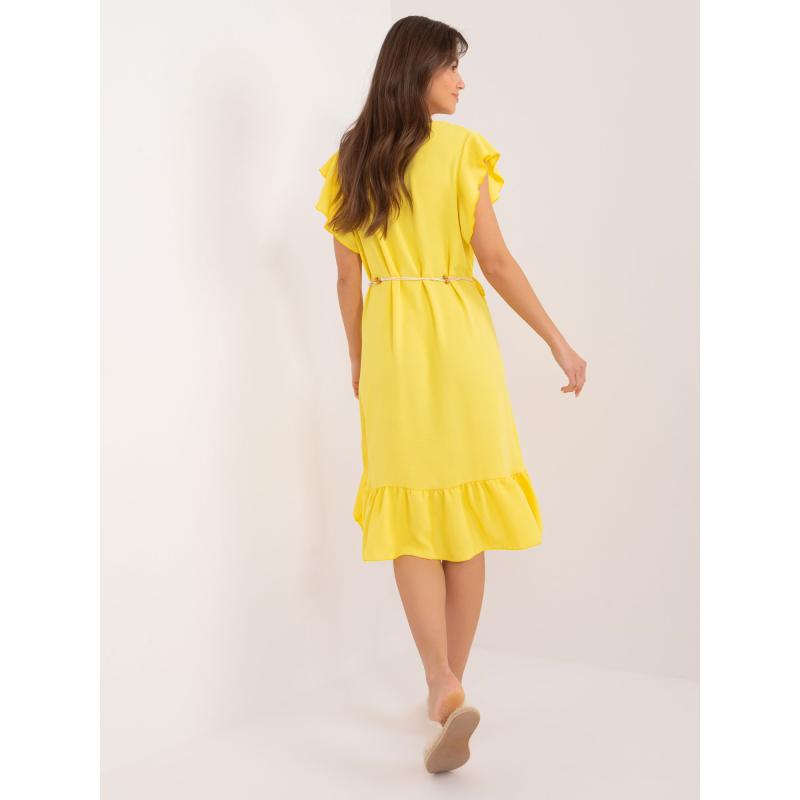 Dámské šaty s volánem žluté 