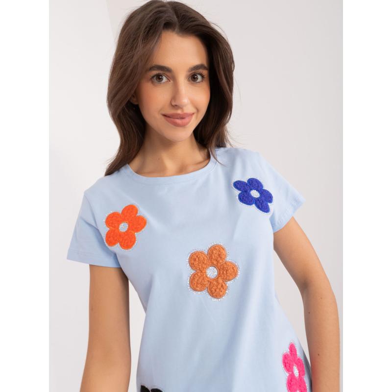 Dámské tričko s nášivkami BASIC FEEL GOOD světle modré 
