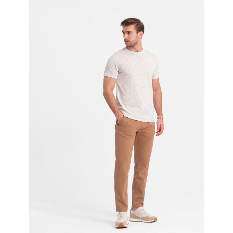 Férfi póló BASIC dekoratív hatású V1 OM-TSCT-0178 krém OM-TSCT-0178 krém