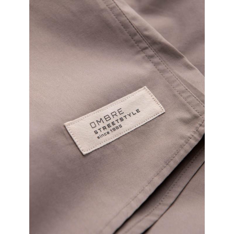 Pánská košile s krátkým rukávem a kubánským límcem V3 OM-SHSS-0168 tmavě béžová 