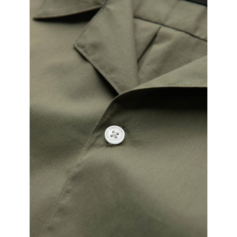 Pánská košile s krátkým rukávem a kubánským límcem V4 OM-SHSS-0168 khaki 