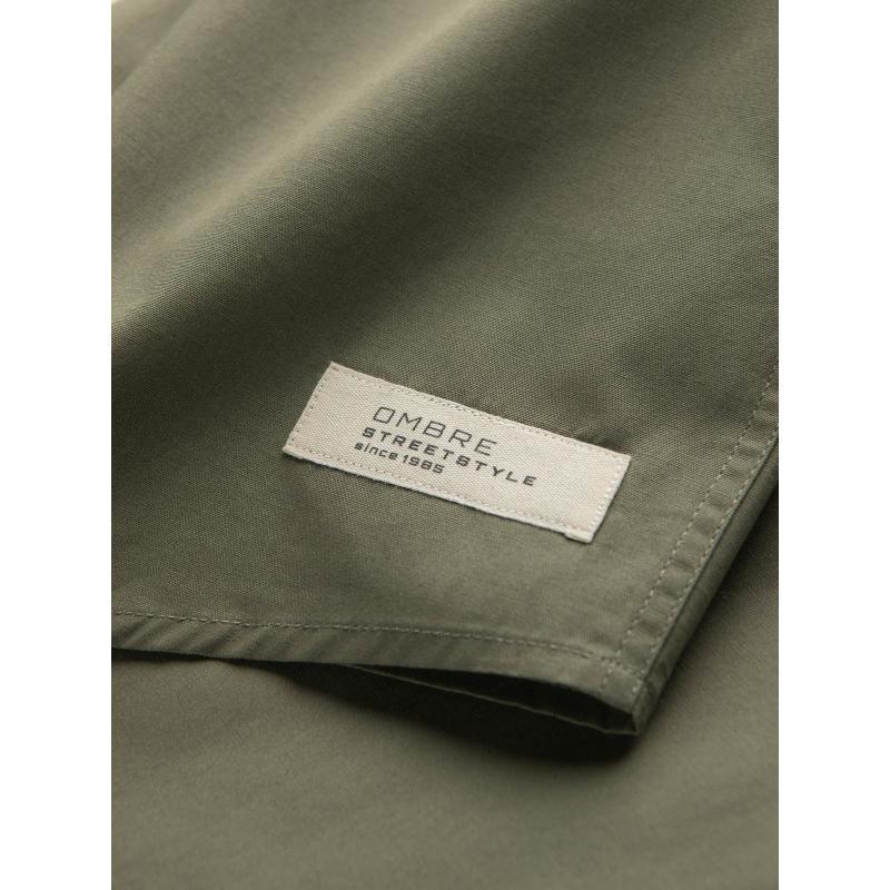 Pánská košile s krátkým rukávem a kubánským límcem V4 OM-SHSS-0168 khaki 