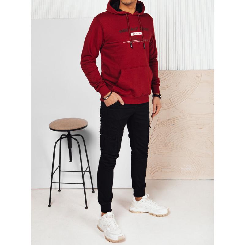 Férfi kapucnis pulóver VIRAS bordó, nyomtatott
