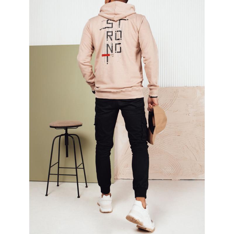 Férfi kapucnis pulóver MIKAS bézs színben