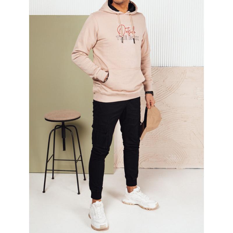 Férfi kapucnis pulóver MIKAS bézs színben