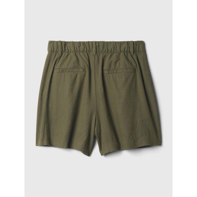 Ľanové šortky s vysokým vzostupom