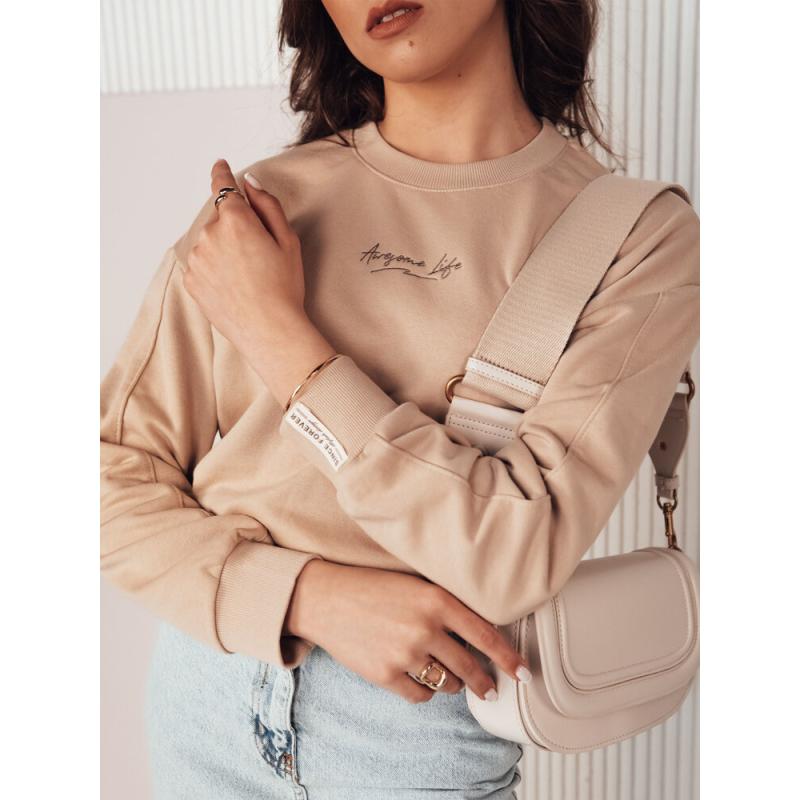 Női túlméretezett pulóver AWIOL krémszínű