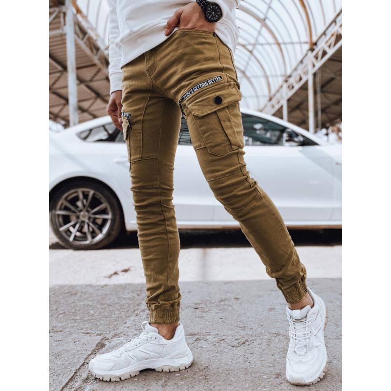 Férfi kamel színű cargo farmer