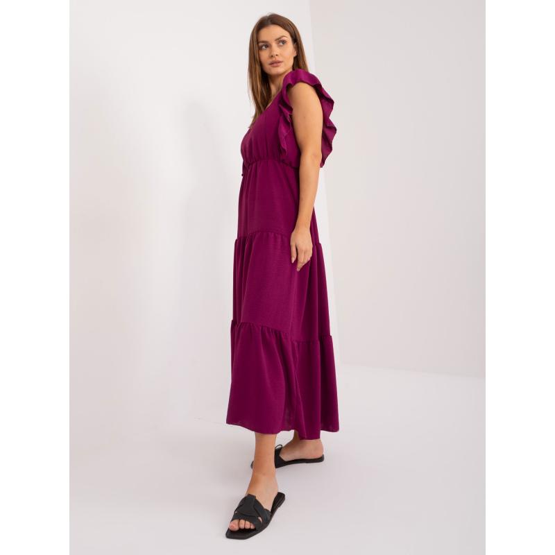 Női midi fodros ruha sötét lila