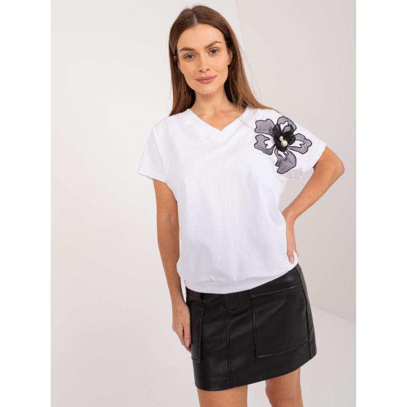 Dámská halenka s ozdobnou květinou BASIC FEEL GOOD bílá 