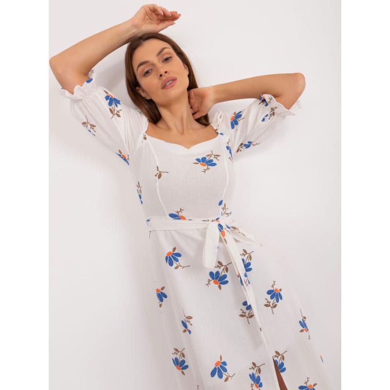 Női hasított ruha ekrü-kék