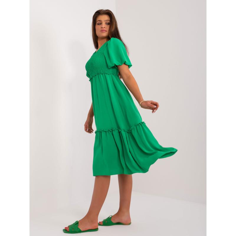 Dámské šaty s elastickým záhybem zelené 