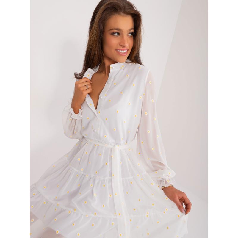 Dámské šaty s volánkovým lemem bílé 