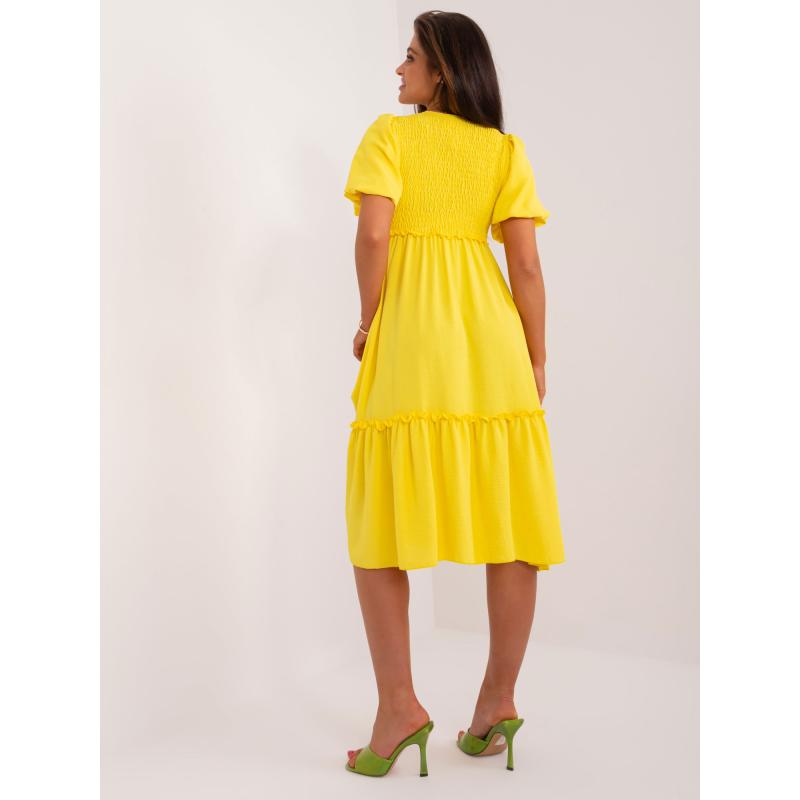Dámské šaty s volánky žluté 