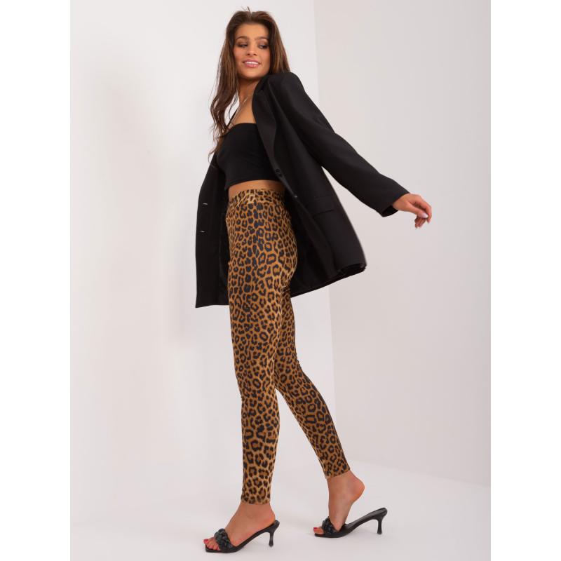 Dámské legíny se zvířecím potiskem hnědé a černé