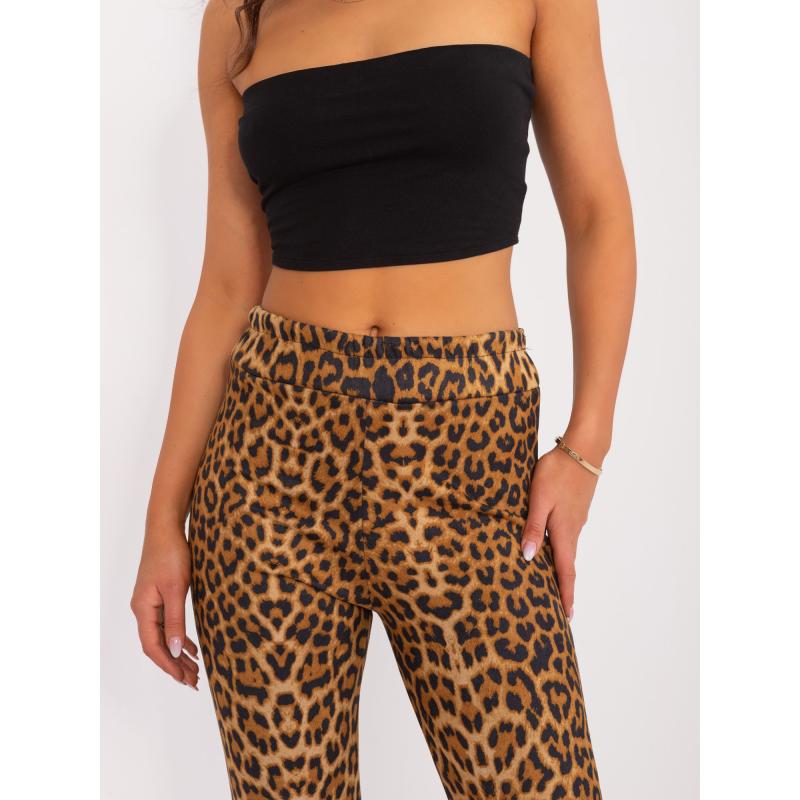 Dámské legíny se zvířecím potiskem hnědé a černé