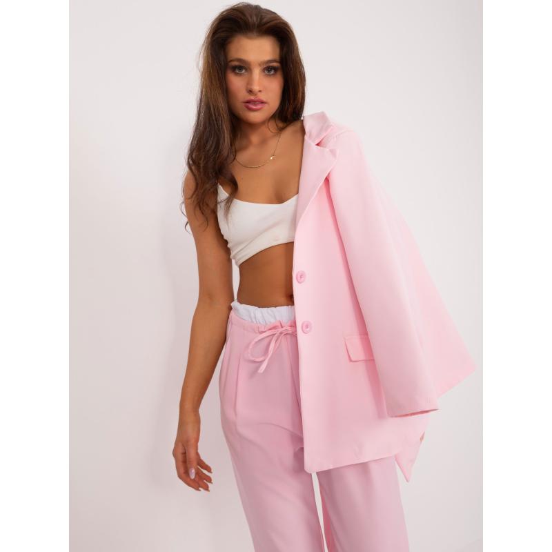 Dámské kalhoty s kapsami světle růžové 