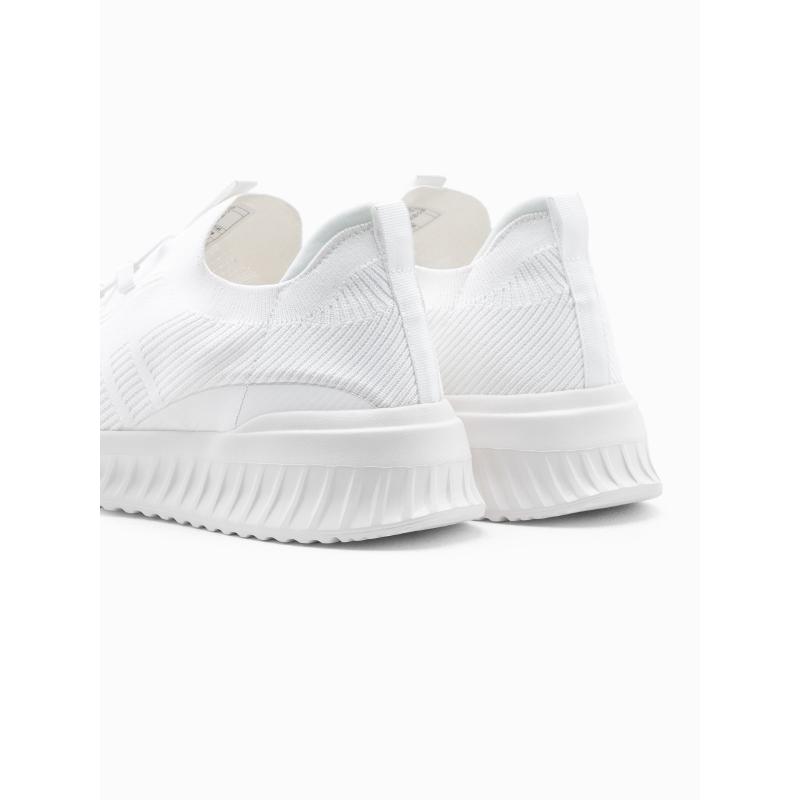 Pánské kotníkové tenisky z kombinovaných materiálů  V1 OM-FOTH-0127 bílé a béžové