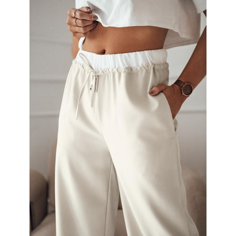 Dámské kalhoty s širokými nohavicemi DARAMY béžové