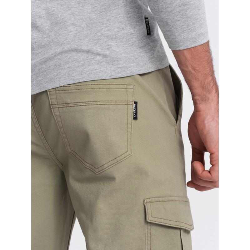 Pánské kalhoty JOGGERS s cargo kapsami na zip khaki 