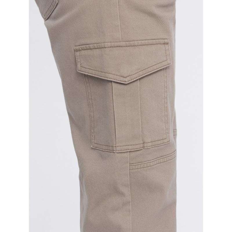 Férfi JOGGERS nadrág cargo zsebek cipzárral bézs színű nadrág