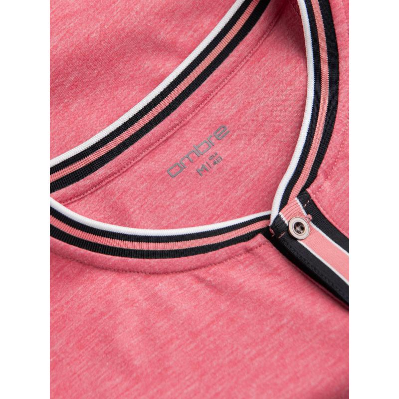 Pánské tričko HENLEY s ozdobným žebrováním červené 